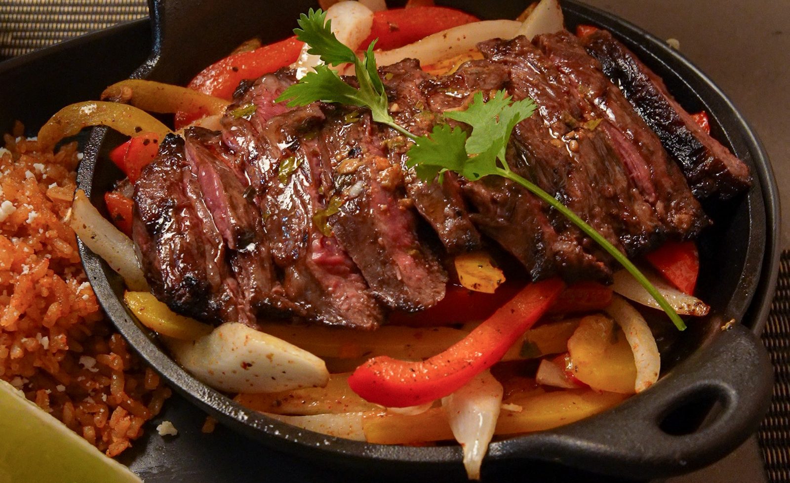 Carne asada fajitas for the table