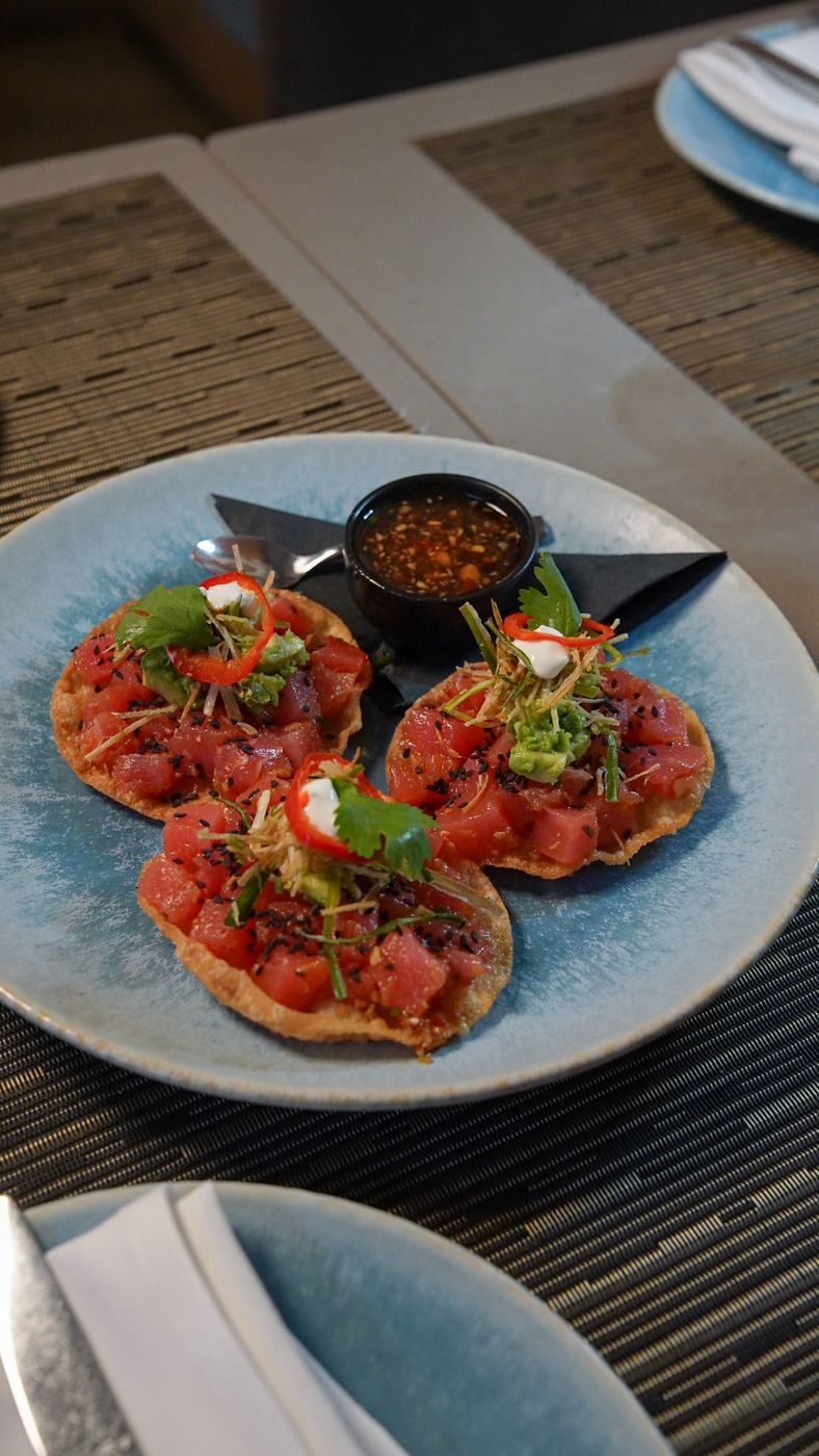 Tuna Poke Tostaditos at Dos Burros