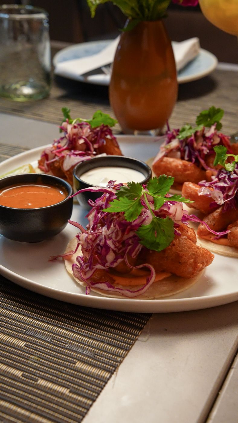Baja Shrimp Tacos at Dos Burros